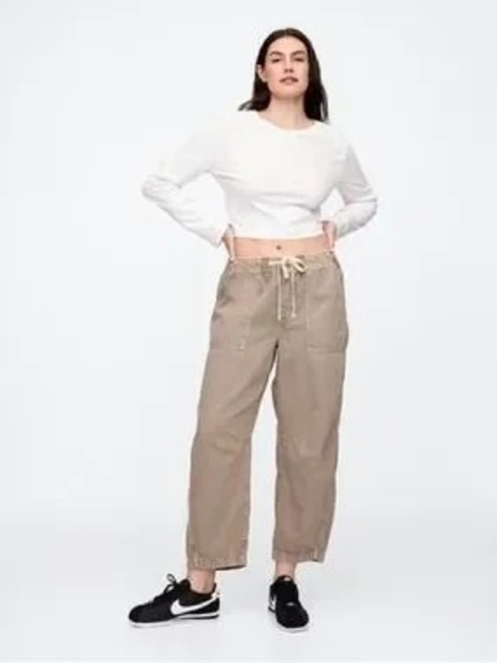 GAP Mid Rise SuperSoft Pull-On Barrel Jeans in Light Olive Sz M - Picture 10 of 15